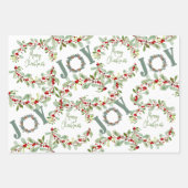 Feuille De Papier Cadeau Couronnes de Noël modernes et joie (Devant)
