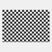 Feuille De Papier Cadeau Course damier noir et blanc (Devant)