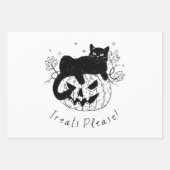 Feuille De Papier Cadeau Course de chat d'automne Halloween (Devant 3)