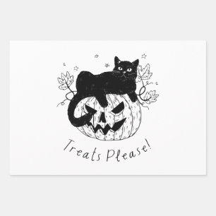 Feuille De Papier Cadeau Course de chat d'automne Halloween