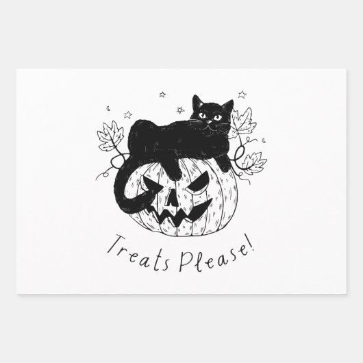 Feuille De Papier Cadeau Course de chat d'automne Halloween (Devant)