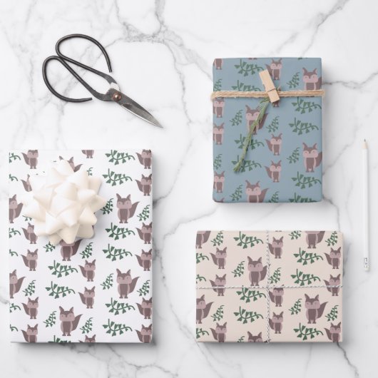 Feuille De Papier Cadeau Couteau Fox Automne Végétation d'automne (Recto)