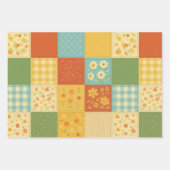 Feuille De Papier Cadeau Couverture en terre cuite patchwork Fleurs rustiqu (Devant 3)