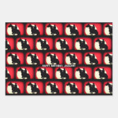 Feuille De Papier Cadeau Cowboy à cheval rouge et noir (Devant)