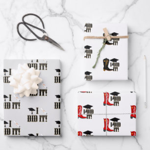 Feuille De Papier Cadeau Cowboy Boots Casquette et diplôme