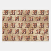 Feuille De Papier Cadeau Cowboy Casquette Boots Cowhire (Devant 2)