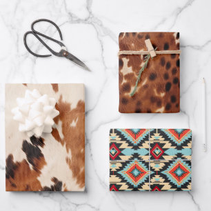 Feuille De Papier Cadeau Cowboy Cowboy Brown occidental