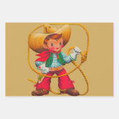 Feuille De Papier Cadeau Cowboy Retro Boy Child Cute Western (Devant 2)