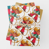 Feuille De Papier Cadeau Cowboy Retro Boy Child Cute Western (En situation)