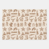 Feuille De Papier Cadeau Cowboy Western Anniversaire En vichy (Devant 3)