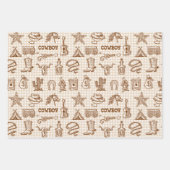 Feuille De Papier Cadeau Cowboy Western Anniversaire En vichy (Devant)