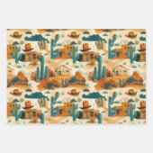 Feuille De Papier Cadeau Cowboy Western Desert Brown (Devant 3)