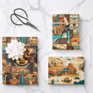 Feuille De Papier Cadeau Cowboy Western Desert Brown