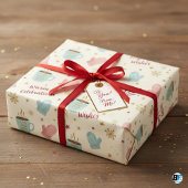 Feuille De Papier Cadeau Cozy Winter Mug Mitten Pattern "Happy New Year"