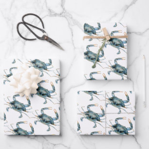 Feuille De Papier Cadeau Crabe Bleu Plaisirs nautiques Motif