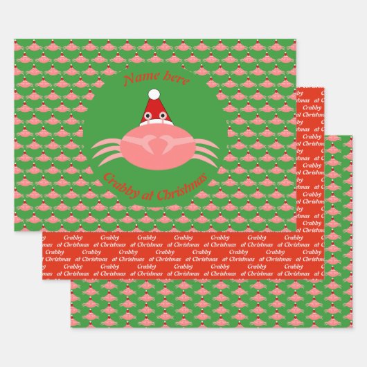 Feuille De Papier Cadeau Crabe de Noël personnalisé (Lot)
