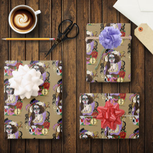 Feuille De Papier Cadeau Crâne à sucre Steampunk