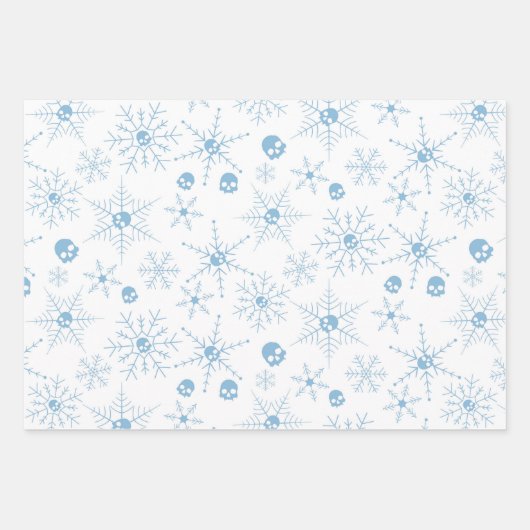 Feuille De Papier Cadeau Crâne effrayant Creepmas Flammes de neige de Noël (Devant 2)