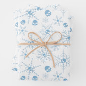 Feuille De Papier Cadeau Crâne effrayant Creepmas Flammes de neige de Noël (En situation)