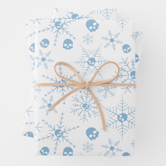 Feuille De Papier Cadeau Crâne effrayant Creepmas Flammes de neige de Noël (En situation)