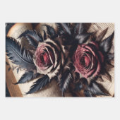 Feuille De Papier Cadeau Crâne et Rose (Devant 2)