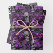 Feuille De Papier Cadeau Crâne floral pourpre (En situation)