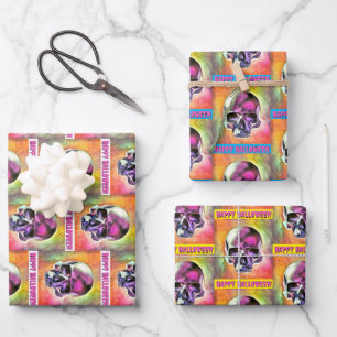 Feuille De Papier Cadeau Crâne peint. Personnalisé