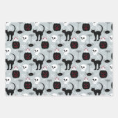 Feuille De Papier Cadeau Crânes citrouilles Chat noir Design parfait Hallow (Devant 2)