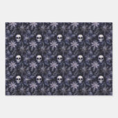 Feuille De Papier Cadeau Crânes de Noël gothiques Éffrayants (Devant 3)