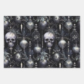 Feuille De Papier Cadeau Crânes de Noël gothiques Éffrayants (Devant)