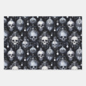 Feuille De Papier Cadeau Crânes de Noël gothiques Éffrayants (Devant 3)