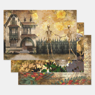 Feuille De Papier Cadeau Crânes et corbeaux Déplaisants