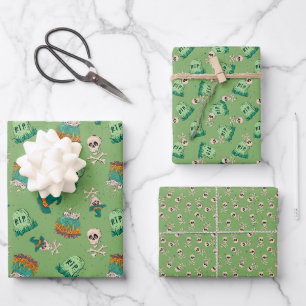 Feuille De Papier Cadeau Crânes et Pierres Tombales Amusants Halloween