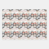 Feuille De Papier Cadeau Crânes gothiques d'hiver de Noël à Santa Hats (Devant 3)