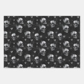 Feuille De Papier Cadeau Crânes occultes gothiques avec Coeurs (Devant 2)