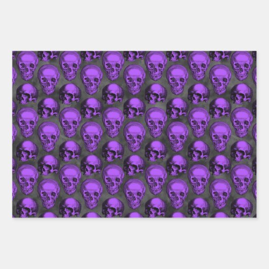 Feuille De Papier Cadeau Crânes pourpres et série de tournesols Design 5 (Devant 2)