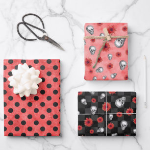 Feuille De Papier Cadeau Crânes rouges et séries tournesol 4