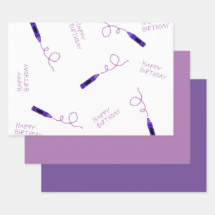 Feuille De Papier Cadeau Crayon pourpre