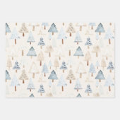 Feuille De Papier Cadeau Cream Beige Blue Christmas Trees (Devant)