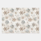 Feuille De Papier Cadeau Cream Blue Brown Snowflakes Birds Fox Christmas (Devant)
