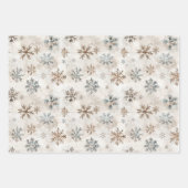 Feuille De Papier Cadeau Cream Bronze Blue Snowflakes Christmas (Devant 3)