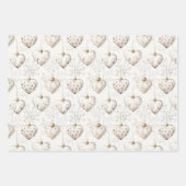 Feuille De Papier Cadeau Cream Christmas Trees Hearts Plaid Stripes (Devant 3)