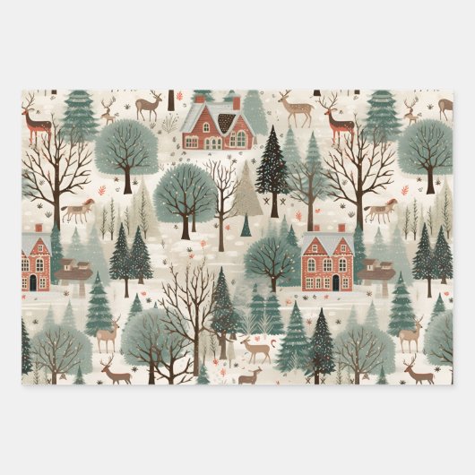 Feuille De Papier Cadeau Cream Forest Winter (Devant 2)