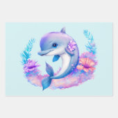 Feuille De Papier Cadeau Créature Mer Dauphin Cute (Devant 2)