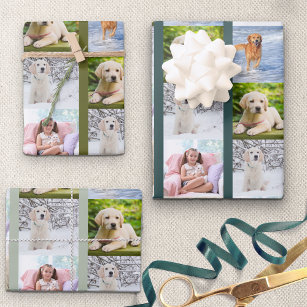 Feuille De Papier Cadeau Créez votre propre 6 photo Collage Green Set de 3