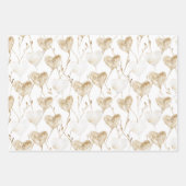 Feuille De Papier Cadeau Crème beige Brown Coeurs blancs Boho Anniversaire (Devant)