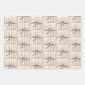 Feuille De Papier Cadeau Crème blanc Argent brillant Bow (Devant)