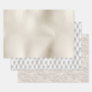 Feuille De Papier Cadeau Crème blanche Faux Mariage en cuir