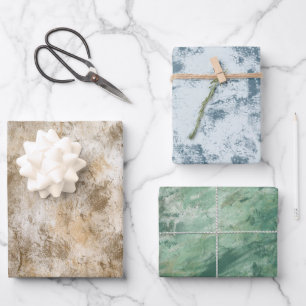 Feuille De Papier Cadeau Crème Bleu Vert Grunge Chic Abstrait