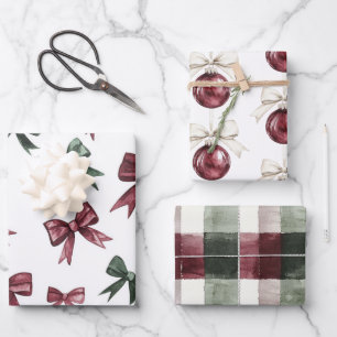 Feuille De Papier Cadeau Crème Chic Brown Grandes Tailles Noël Rouge Orneme